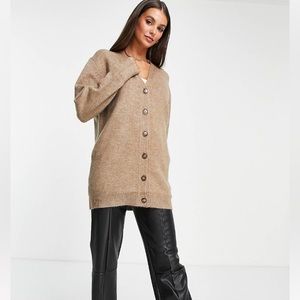 From ASOS. Taupe colored long cardigan.